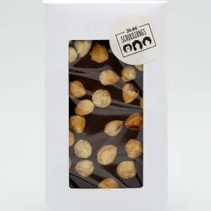 Zartbitter Schokoladen Tafel mit ganzen Haselnüssen von den drei Schokojungs